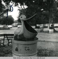 Pelican trashcan probably in New Orleans Louisiana in the 1970s