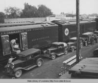 Loading strawberries into refrigerated railroad cars in Ponchatoula Louisiana in the 1930s