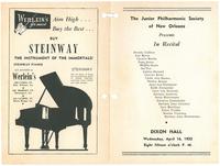 1952-04-16 Junior Philharmonic Society of New Orleans concert program
