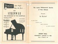 1952-01-16 Junior Philharmonic Society of New Orleans concert program