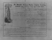 Saint Joseph's German Orphan Asylum Cemetery Certificate