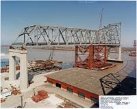 View of the construction of the Greater New Orleans Mississippi Bridge Number 2, falsework