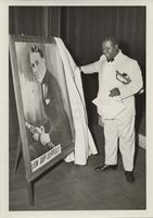Louis Armstrong in front of Leon Roppolo picture