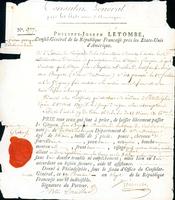 Jean-Baptiste Drouillard passport, an 7 brumaire 19 [1798 Nov. 9]