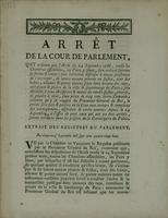 Arrêt de la cour de Parlement, 1788 Sept. 29