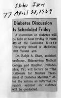 Diabetes discussion is scheduled Friday
