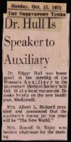Dr. Hull Is Speaker to Auxiliary