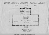 Floor plan for the Carver branch of the Ouachita Parish library in Monroe Louisiana around the 1950s