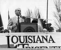 Louisiana Governor Dave Treen speaks at the Louisiana Tricentennial celebration in New Orleans Louisiana in 1983
