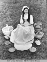 Woman in Acadian costume at Evangeline State Park in Saint Martinville Louisiana circa 1970
