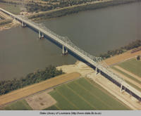 Aerial view of Sunshine bridge in Donaldsonville Louisiana in 1964