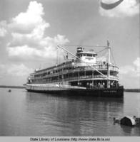 Delta Queen steamboat on the Mississippi River near New Orleans Louisiana in the 1970s