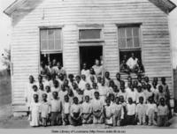 Students in front of school for African American children in East Baton Rouge Parish Louisiana