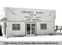 Cheramie's Wharf seafood wholesaler in Grand Isle Louisiana in the 1970s