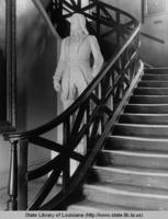 Stairwell and Bienville statue at the Cabildo in New Orleans Louisiana in 1936