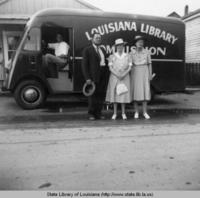 Pointe Coupee Parish library bookmobile makes a stop in Morganza Louisiana in 1941