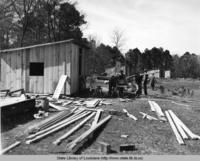 View of construction at the white refugee camp at White Hall, Louisiana in 1937