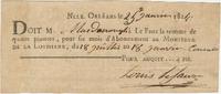 Receipt issued by Louis Le Faux, publisher of the Moniteur de la Louisiane, New Orleans, to John McDonogh
