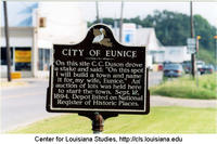 Historic plaque in Eunice.