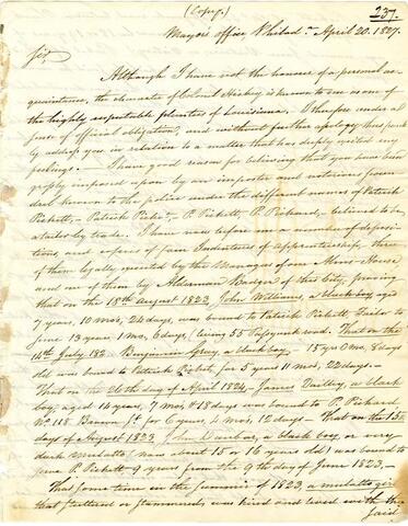 Image of the first page of a letter from Watson to Hicky. 